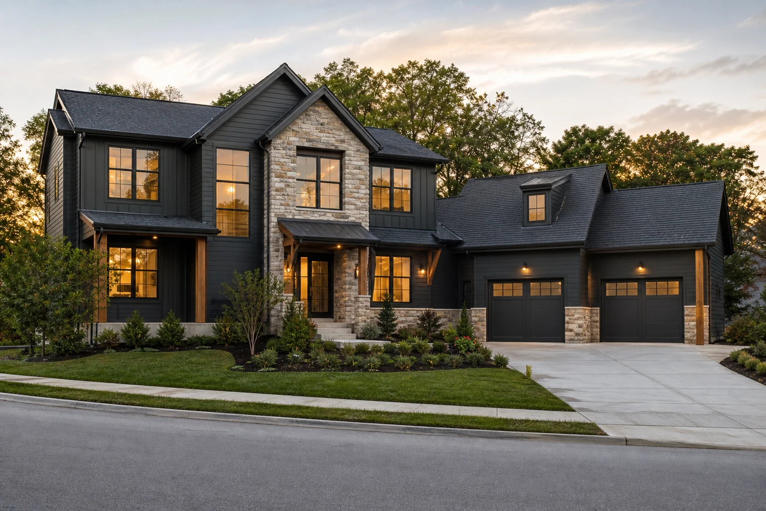 Concept visualization of a completed transitional home exterior rebuild