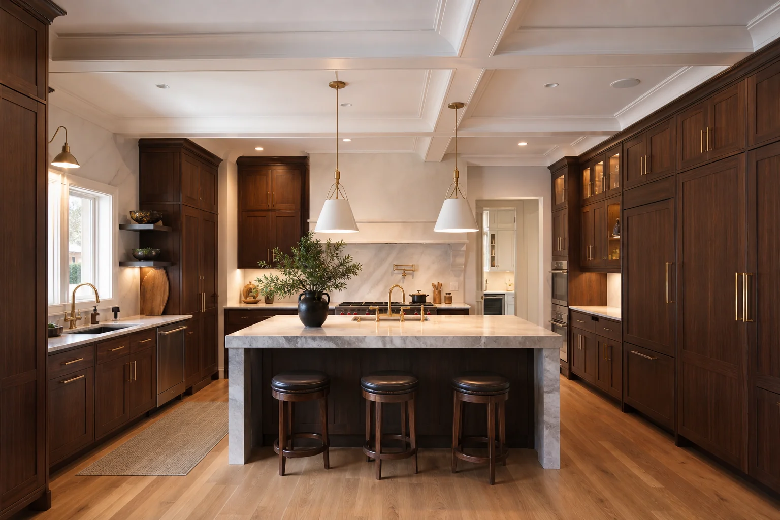 Concept visualization of a dark walnut kitchen renovation