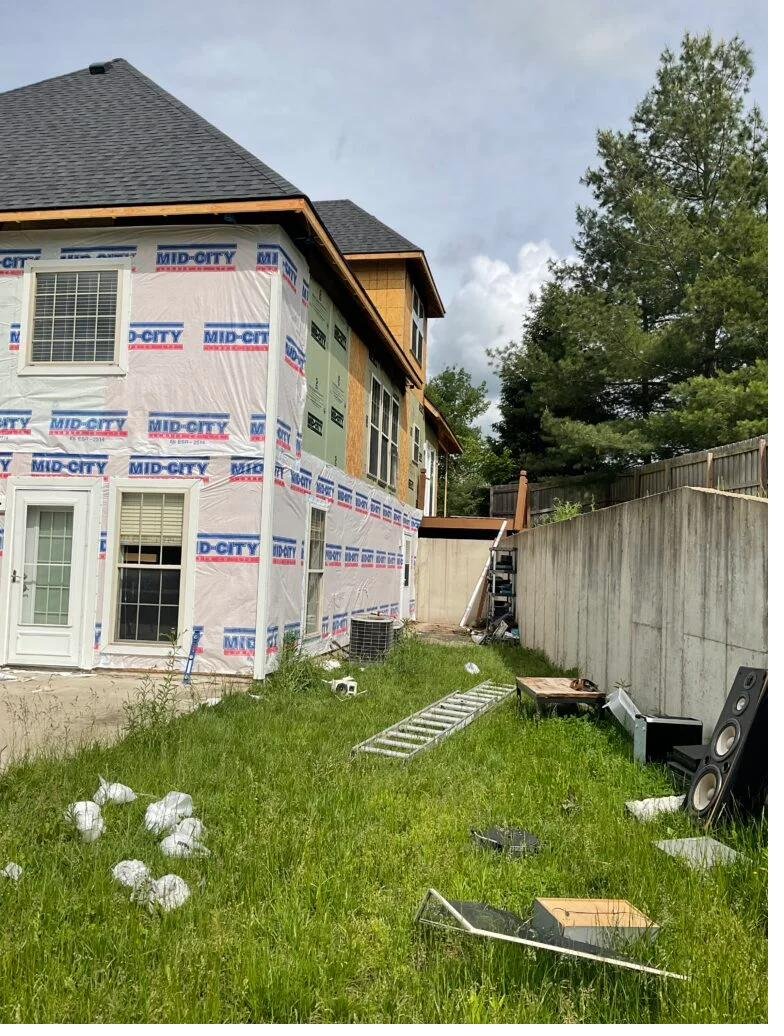 New construction framing underway in Columbia, Missouri